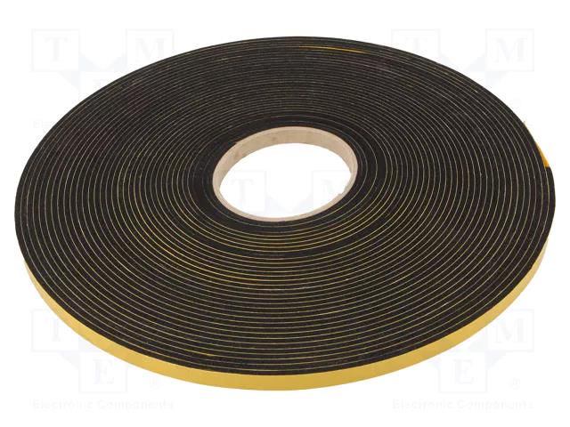 Gasket; EPDM; Thk: 3mm; black; L: 20m; W: 10mm RST ROZTOCZE USPE-10.03-20M