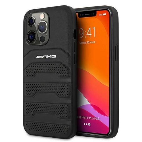 AMG AMHCP13LGSEBK iPhone 13 Pro / 13 6,1" czarny/black hardcase Leather Debossed Lines, Mercedes 3666339018955 3666339018955