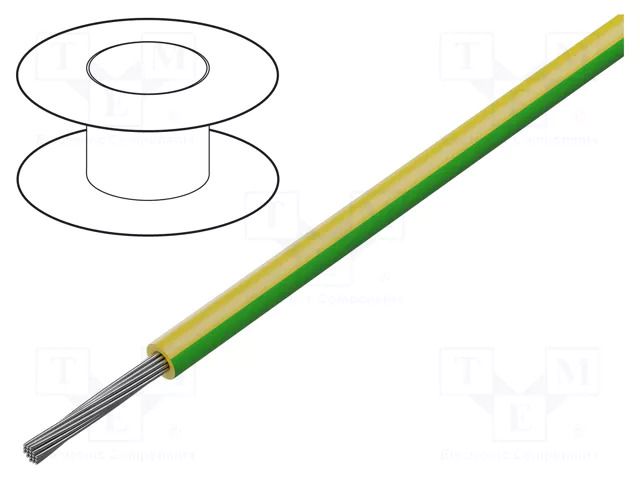Wire; HookUp Wire; stranded; Cu; 16AWG; PVC; yellow-green; 300V ALPHA WIRE 7134-YG001