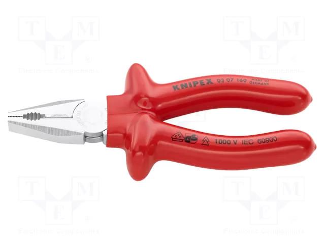 Pliers; insulated,universal; 160mm KNIPEX KNP.0307160