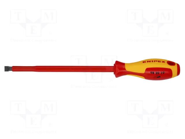 Screwdriver; insulated; slot; 10x1.6mm; Blade length: 200mm; 1kVAC KNIPEX KNP.982010