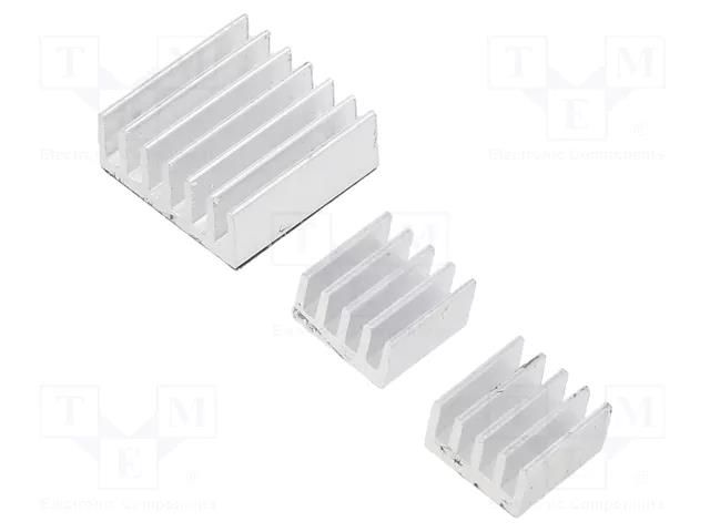 Heatsink: extruded; grilled; Raspberry Pi; silver; anodized; glued  RPI-01597