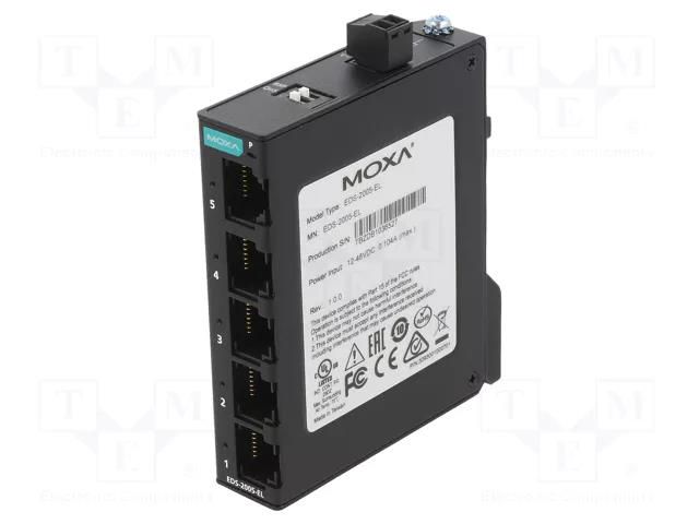 Switch Ethernet; unmanaged; Number of ports: 5; 9.6÷60VDC; RJ45 MOXA EDS-2005-EL