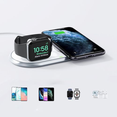 Choetech Qi 2in1 wireless charger for smartphones / Apple Watch with stand (MFI) USB Type C white (T317), Choetech 6971824974799 6971824974799