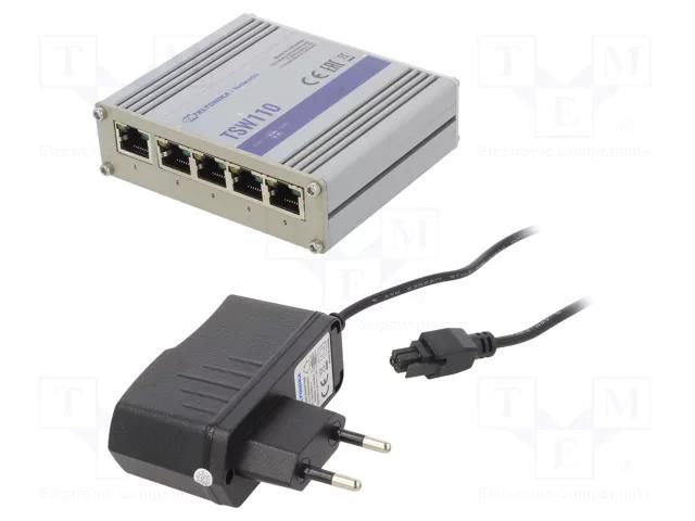 Switch Ethernet; unmanaged; Number of ports: 5; 9÷30VDC; RJ45; TSW TELTONIKA TSW110