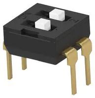 DIP SW, 2CKT, SPST, 0.025A, 24VDC, TH ADEN02TTU04.