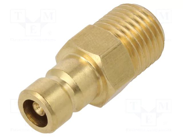 Connector; connector pipe,with valve; max.10bar; brass; Seal: FPM PNEUMAT K06DZ-GZ38