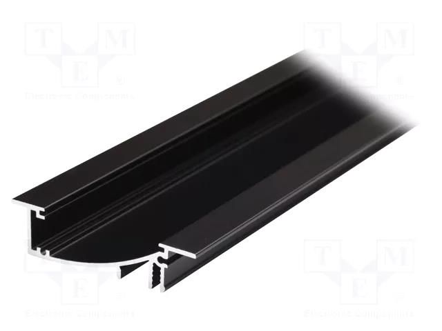 Profiles for LED modules; black; L: 2m; FLAT8; aluminium; recessed TOPMET TOP-FLAT8/BK-2M
