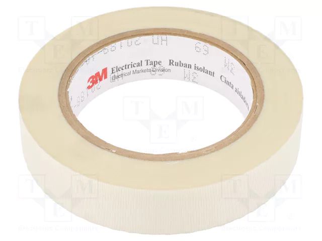 Tape: electrical insulating; W: 25mm; L: 33m; Thk: 0.177mm; white 3M 3M-69-25-33