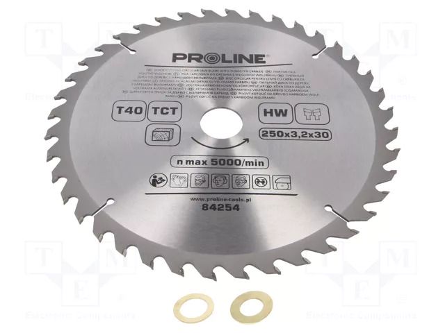 Circular saw; Ø: 250mm; Teeth: 40; cemented carbide; hardened; wood PROLINE PRE-84254