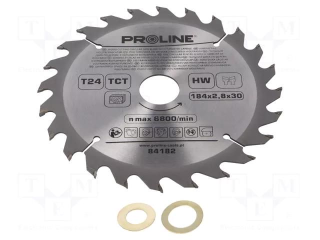 Circular saw; Ø: 184mm; Øhole: 30mm; Teeth: 24; cemented carbide PROLINE PRE-84182