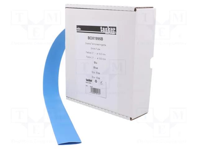 Heat shrink sleeve; glueless; 2: 1; 19mm; L: 5m; blue; polyolefine TASKER BOX1995B