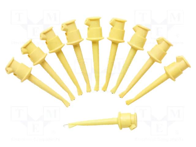 Clip-on probe; hook type; 5A; 60VDC; yellow; 2.29mm; 30VAC; 10pcs. POMONA POM-3925-4