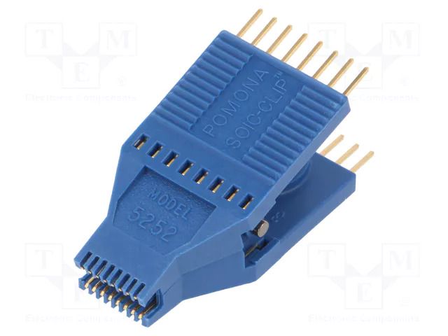 Test clip; blue; Row pitch: 1.27mm; gold-plated; SOIC16,SOJ16 POMONA POM-5252
