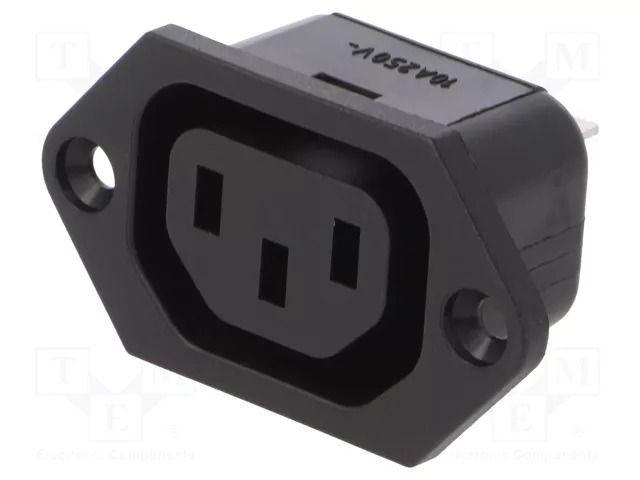 Connector: AC supply; socket; female; 10A; 250VAC; C13 (F),V-lock SCHURTER 6600.3200.21