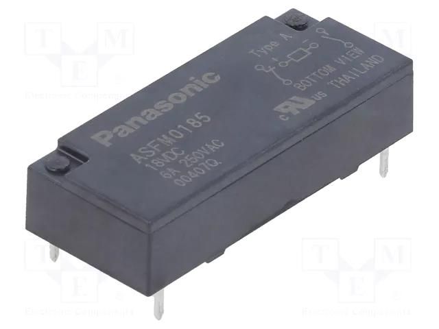 Relay: miniature; NC + NO; Ucoil: 18VDC; 6A; 4A/250VAC; 4A/30VDC PANASONIC ASFM0185S