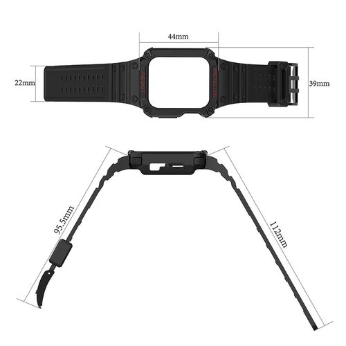 Protect Strap Band for Apple Watch 42/44/45mm Armored Case Strap - Black, Red, Hurtel 5907769311864 5907769311864