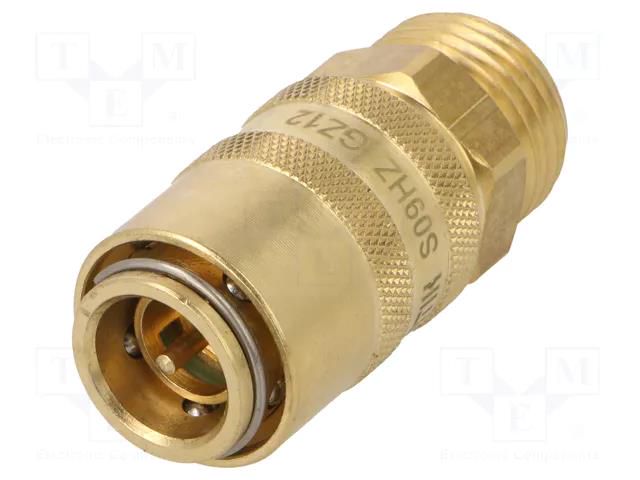 Quick connection coupling; straight,with valve; max.15bar PNEUMAT S09HZ-GZ12
