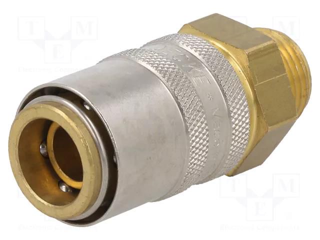 Quick connection coupling; straight; max.15bar; brass; Seal: FPM PNEUMAT S09H-GZ38