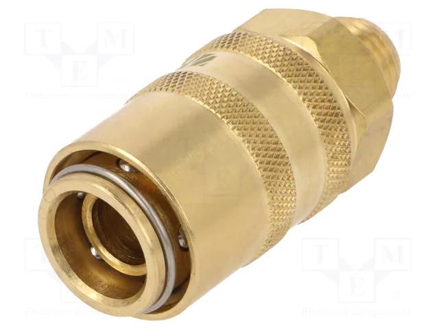 Quick connection coupling; straight; max.15bar; brass; Seal: FPM PNEUMAT S09H-GZ14