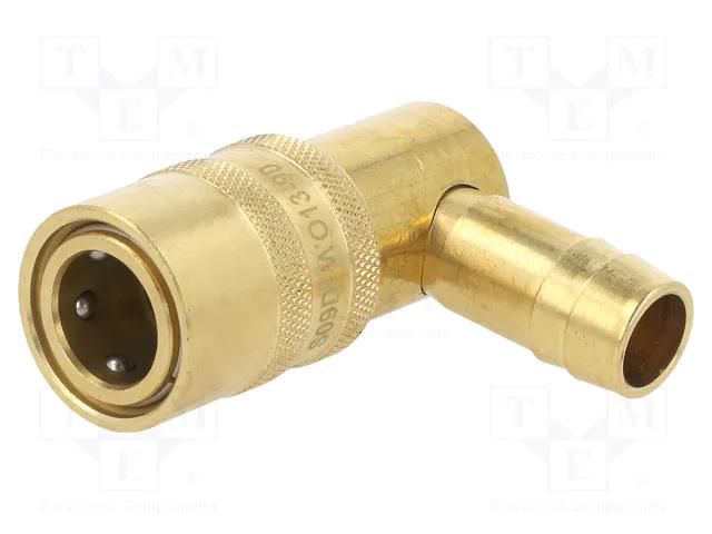 Quick connection coupling; angled 90°; max.15bar; brass; D: 10mm PNEUMAT S09D-WO10-90
