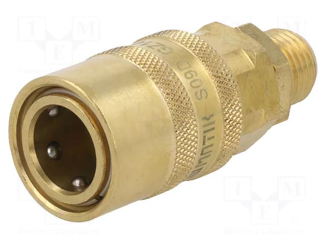 Quick connection coupling; straight; max.15bar; brass; Seal: FPM PNEUMAT S09D-GZ14