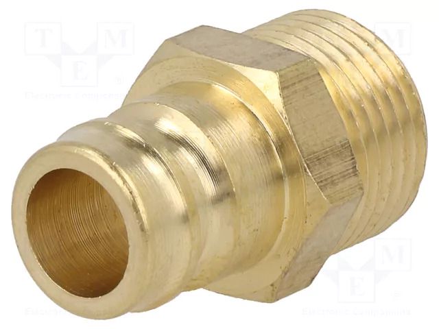Connector; connector pipe; max.15bar; brass; Seal: FPM; D1: 9mm PNEUMAT K09H-GZ38