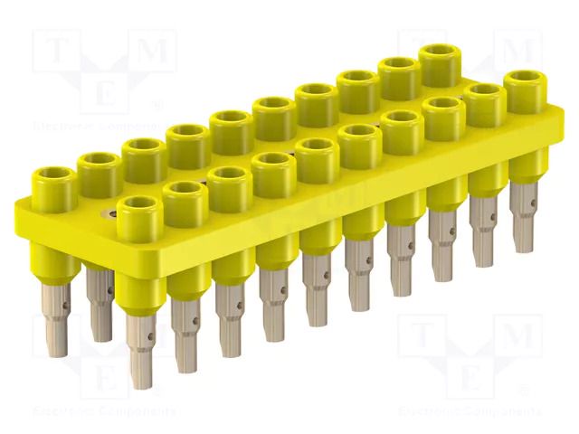 Socket strip; 2mm banana; yellow; 70VDC; 10A; 33VAC; Sockets: 20 STÄUBLI BL2-12/20/A-24