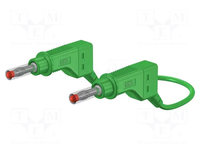 Test lead; 32A; banana plug 4mm,both sides; Urated: 600V; green STÄUBLI XZG425/SIL-15025