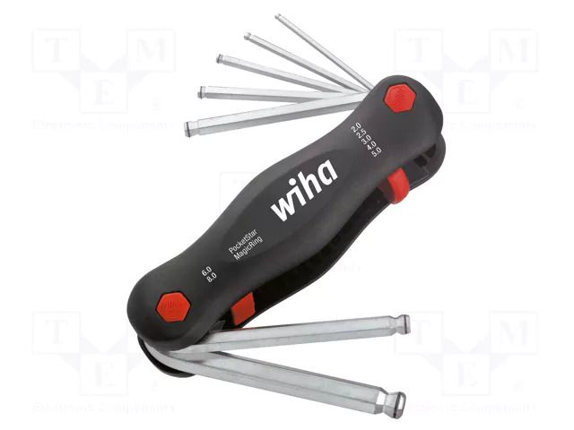 Wrench-set; hex key,spherical; Chrom-vanadium steel; 7pcs. WIHA WIHA.23033