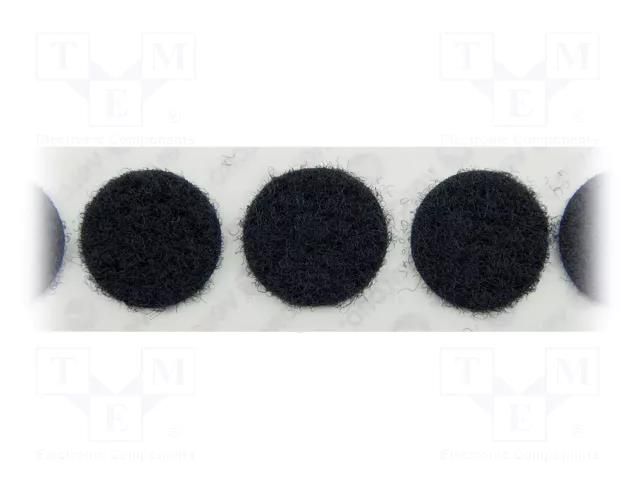 Tape: hook and loop; loop; caoutchouc; black; Application: fixing VELCRO® COIN-L-19-PS30-BK
