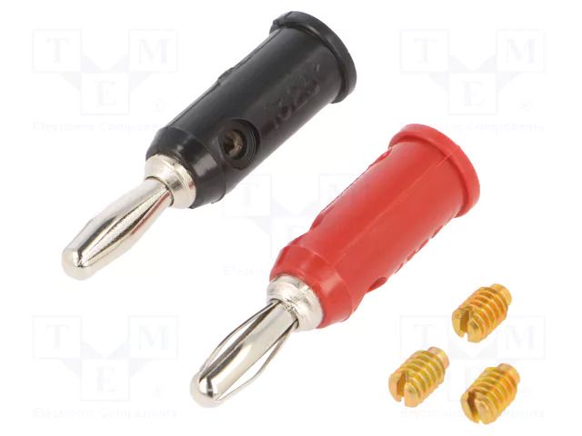 Connector: 4mm banana; plug; 5A; 5kV; red and black; 1325; 2pcs. POMONA POM-1325-02