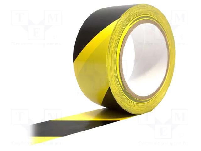 Tape: warning; yellow-black; L: 33m; W: 50mm; self-adhesive; vinyl COBA EUROPE COBA-TP010702