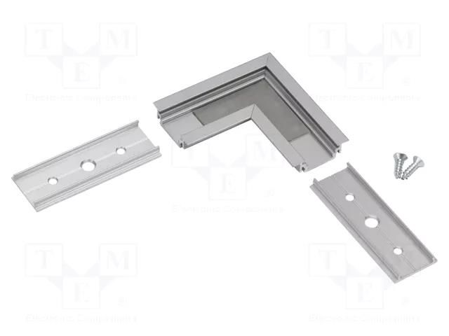 Connector 90°; silver; aluminium; anodized; GROOVE14 TOPMET TOP-A3990020