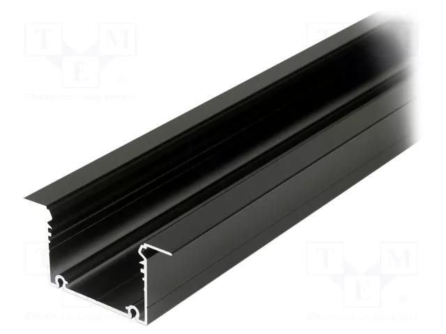 Profiles for LED modules; black; L: 1m; PHIL; aluminium; recessed TOPMET TOP-PHIL-WP/BK-1M