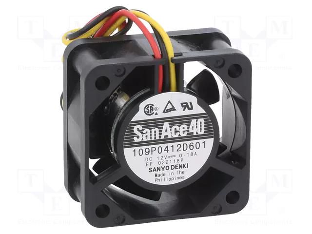 Fan: DC; axial; 12VDC; 40x40x20mm; 18.6m3/h; 42dBA; ball; 11000rpm SANYO DENKI 109P0412D601