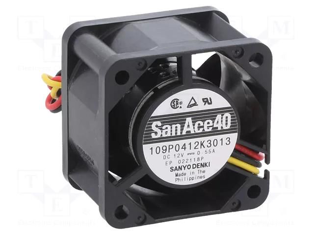 Fan: DC; axial; 12VDC; 40x40x28mm; 35.4m3/h; 50dBA; ball; 15500rpm SANYO DENKI 109P0412K3013