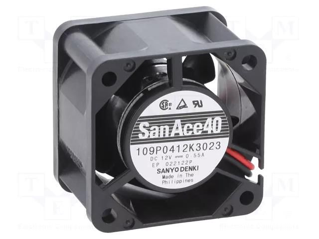 Fan: DC; axial; 12VDC; 40x40x28mm; 35.4m3/h; 50dBA; ball; 15500rpm SANYO DENKI 109P0412K3023
