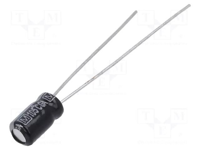 Capacitor: electrolytic; THT; 1.5uF; 50VDC; Ø4x7mm; Pitch: 1.5mm PANASONIC EEAGA1H1R5