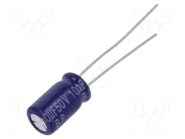 Capacitor: electrolytic; bipolar; THT; 10uF; 50VDC; Ø6.3x11.2mm PANASONIC ECEA1HN100U