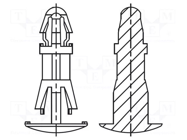 Assembly stud; polyamide 66; L: 6mm; latch/latch; natural; UL94V-2 DREMEC DR8G820V41249