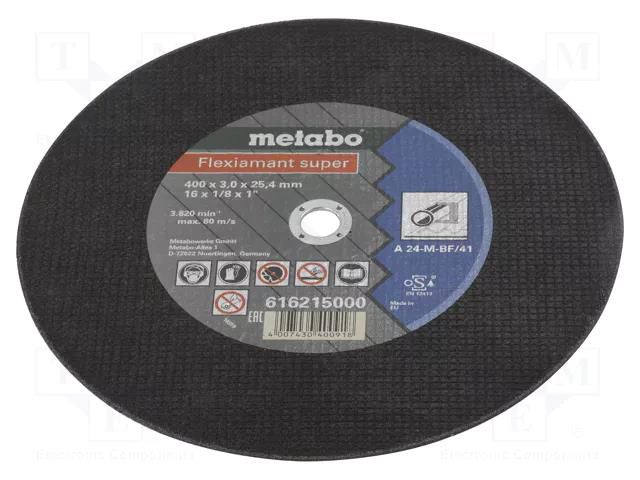 Cutting wheel; Ø: 400mm; Øhole: 25.4mm; Disc thick: 3mm; steel METABO MTB.616215000