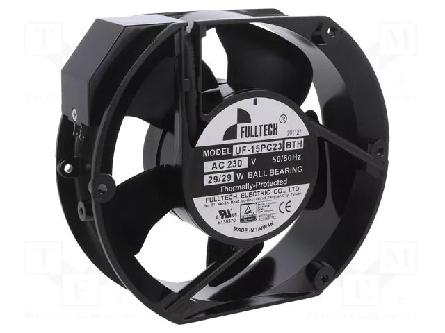 Fan: AC; axial; 230VAC; Ø171x51mm; 384m3/h; 58dBA; ball; 3400rpm FULLTECH UF15PC23BTH