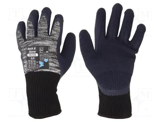 Protective gloves; Size: 8,M; grey; cotton,latex,polyester WONDER GRIP WG-333-M/08