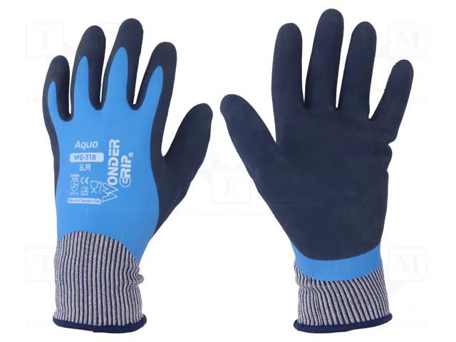 Protective gloves; Size: 8,M; blue; latex,polyamide; Aqua WONDER GRIP WG-318-M/08