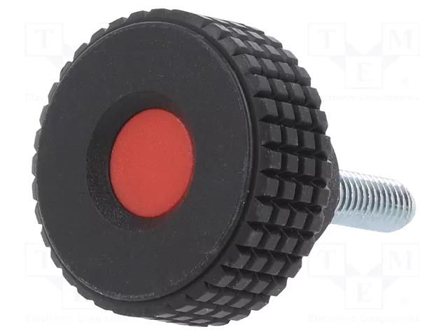 Knob; Ø: 31mm; Ext.thread: M6; 30mm; H: 24mm; technopolymer PP; MBT-P ELESA+GANTER MBT.30P-M6X30-C6