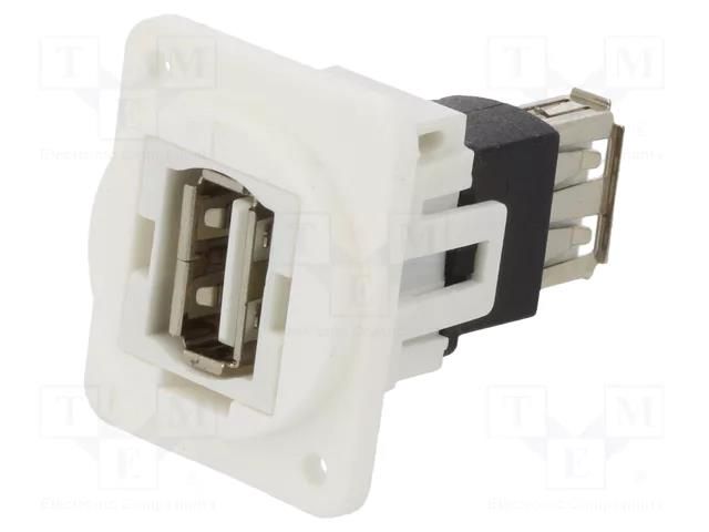 Coupler; USB A socket,both sides; FT; USB 2.0; plastic; 19x24mm CLIFF CP30208NXW