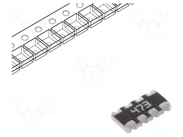 Resistor network: Y; SMD; 47kΩ; ±5%; 62.5mW; No.of resistors: 4 YAGEO TC164-JR-0747KL