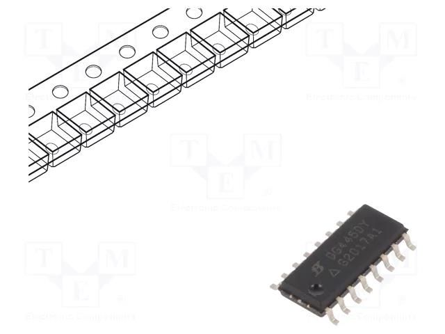 IC: analog switch; SPST-NO; Ch: 4; SO16; 5÷20V,5÷36V; reel,tape VISHAY DG445DY-T1-E3