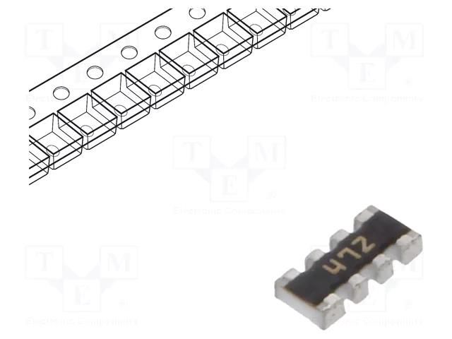 Resistor network: Y; SMD; 4.7kΩ; ±5%; 62.5mW; No.of resistors: 4 BOURNS CAY16-472J4LF